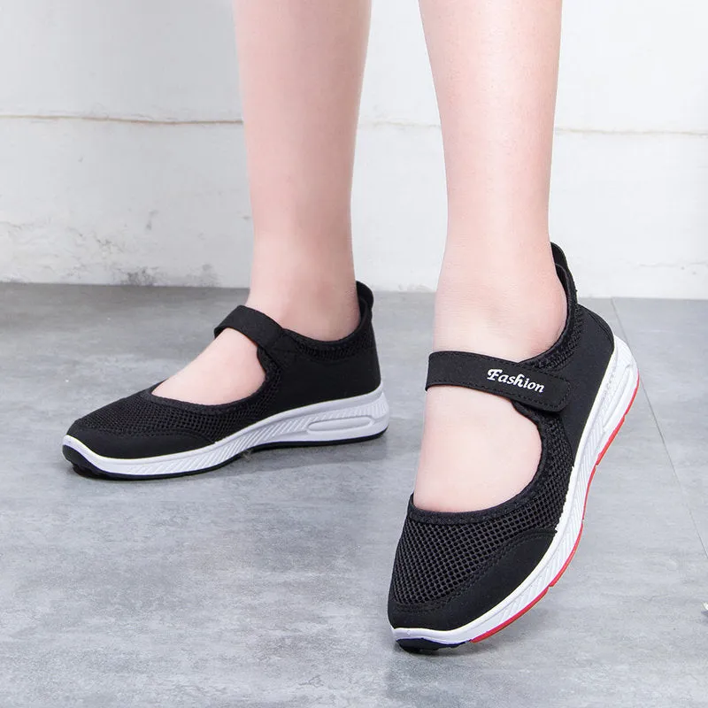 Women Outdoor Sports Walking Mesh Hook Loop Shoes