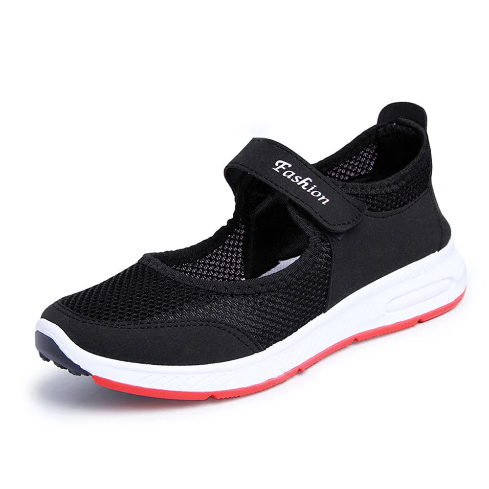 Women Outdoor Sports Walking Mesh Hook Loop Shoes