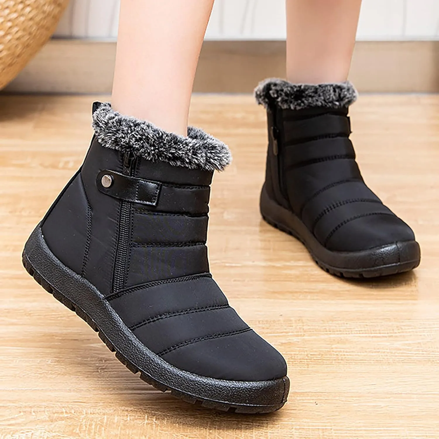 Womens Ankle Snow Boots Waterproof Wide 10 Womens Winter Duck Boots Waterproof with Zipper Womens Winter Snow Boots Size 8 Women Winter Boots Size 8w Botas Para Invierno Mujer