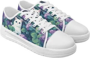 Women's Lace Up Low Top Canvas Shoes Fashion Casual Round Toe Sneakers Hands Free No Laces Barefoot Shoes US5.5-13.5