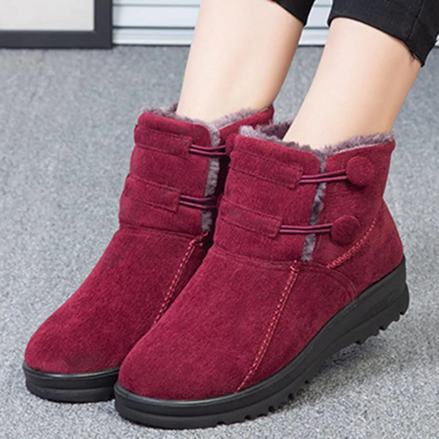 Womens Snow Boots Size 9 Wide Botas Para Mujer De Invierno Confort Waterproof Snow Boots for Women Pink Fur Boots Womens Tennis Shoes for Snow Walking Early Prime of Day Deals