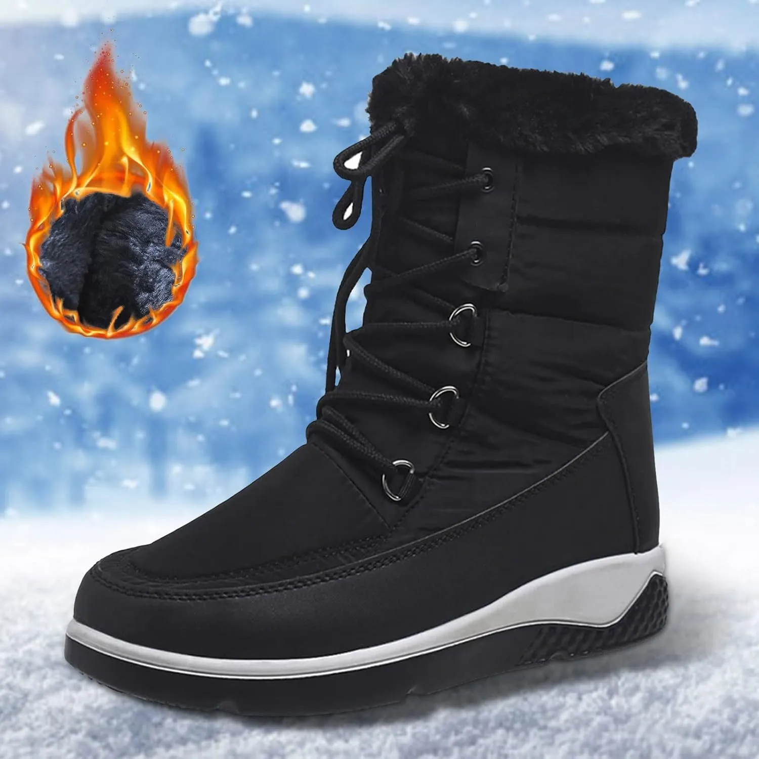 Women's Snow Boots Waterproof Size 11 Womens Size 8 Cute Snow Boots Women Winter Booties Size 11 Zapatos De Mujer Para Nieve Tall Winter Boots for Women Fashion