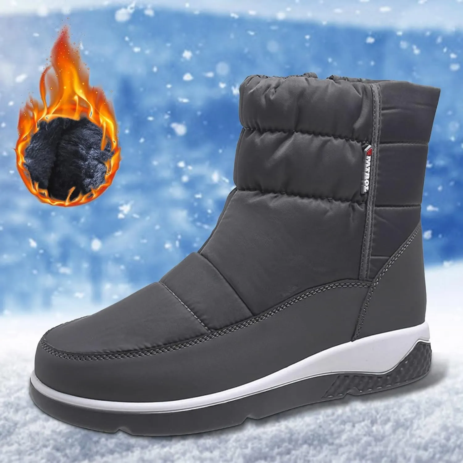 Womens Wide Snow Boots Waterproof Insulated Womens Winter Boots Fur Lined Slip ons Furry Winter Boots for Women Womens Rubber Ankle Boots Waterproof Botas Invierno Mujer Elegantes