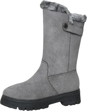 Women's Winter Snow Boots Waterproof Insulated Mid-Calf Booties Plush Lined Lace-Up Shoes for Outdoor Womens