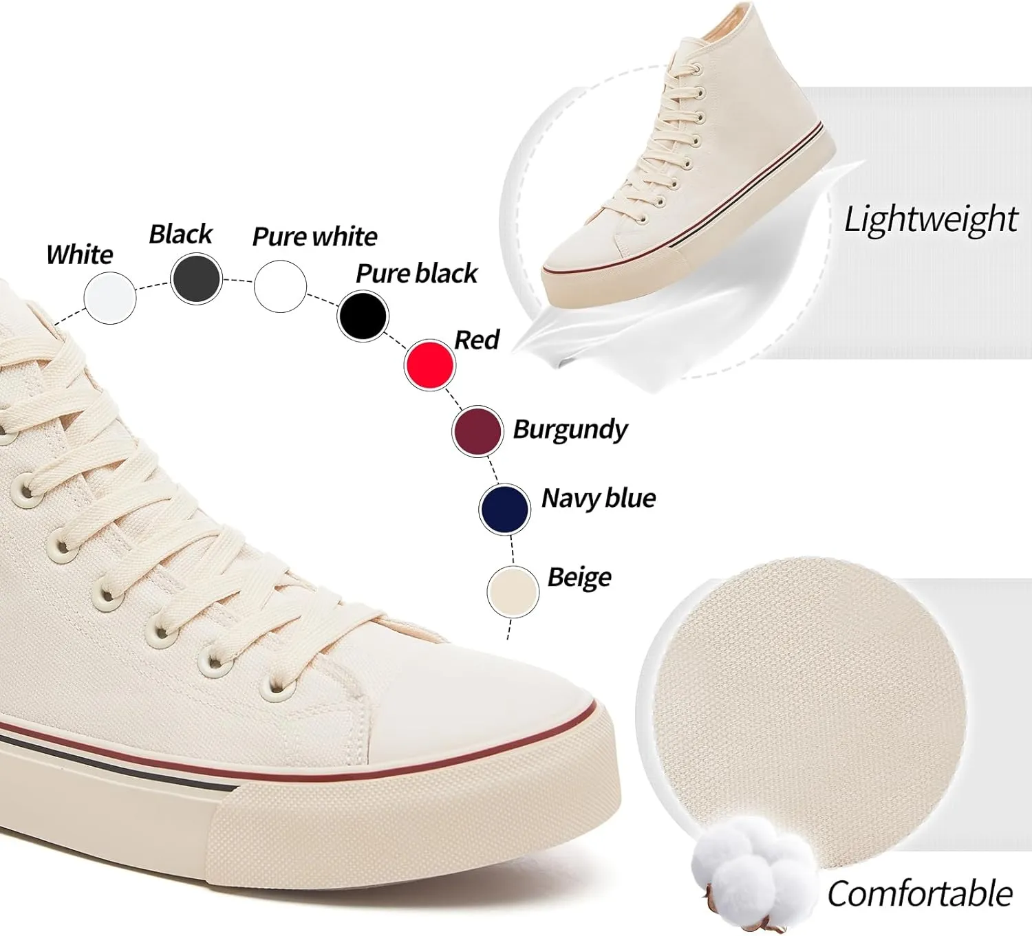 yageyan Men??s High Top Canvas Sneakers Fashion Lace up Walking Shoes Casual Classic