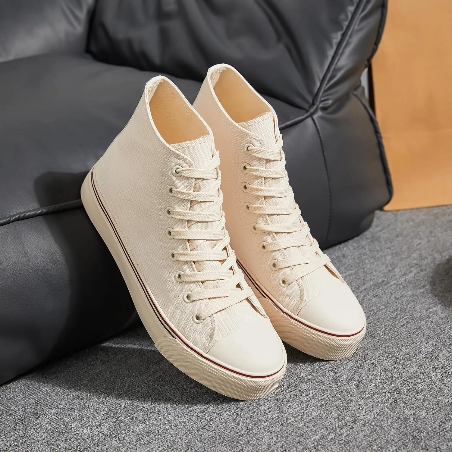 yageyan Men??s High Top Canvas Sneakers Fashion Lace up Walking Shoes Casual Classic