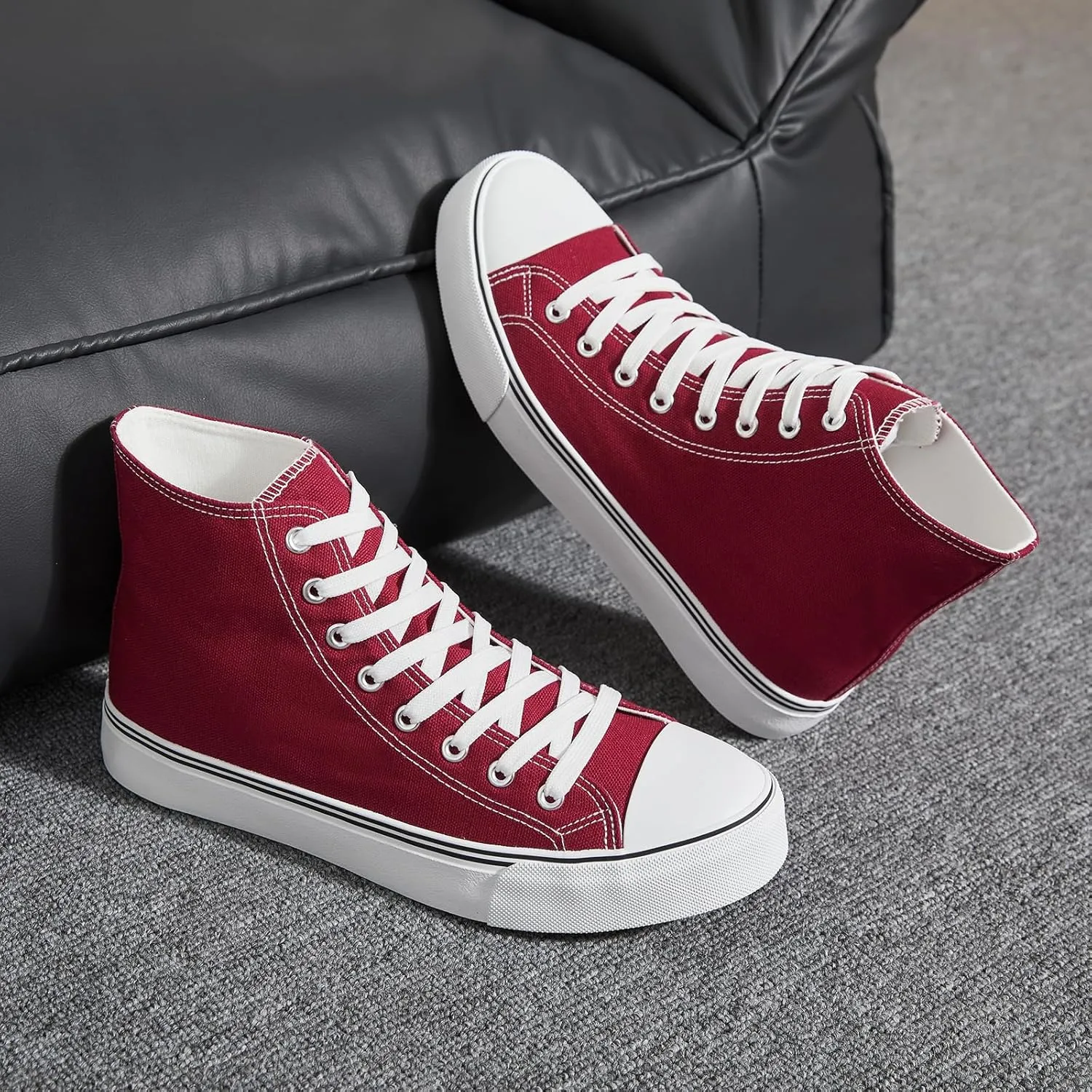 yageyan Men??s High Top Canvas Sneakers Fashion Lace up Walking Shoes Casual Classic