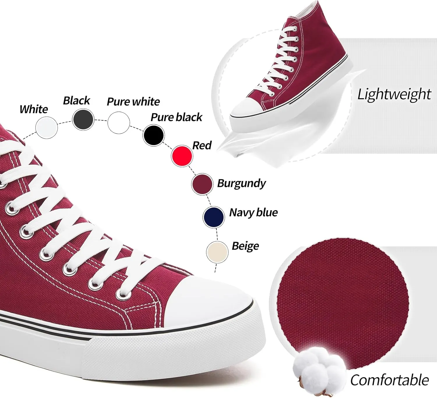 yageyan Men??s High Top Canvas Sneakers Fashion Lace up Walking Shoes Casual Classic