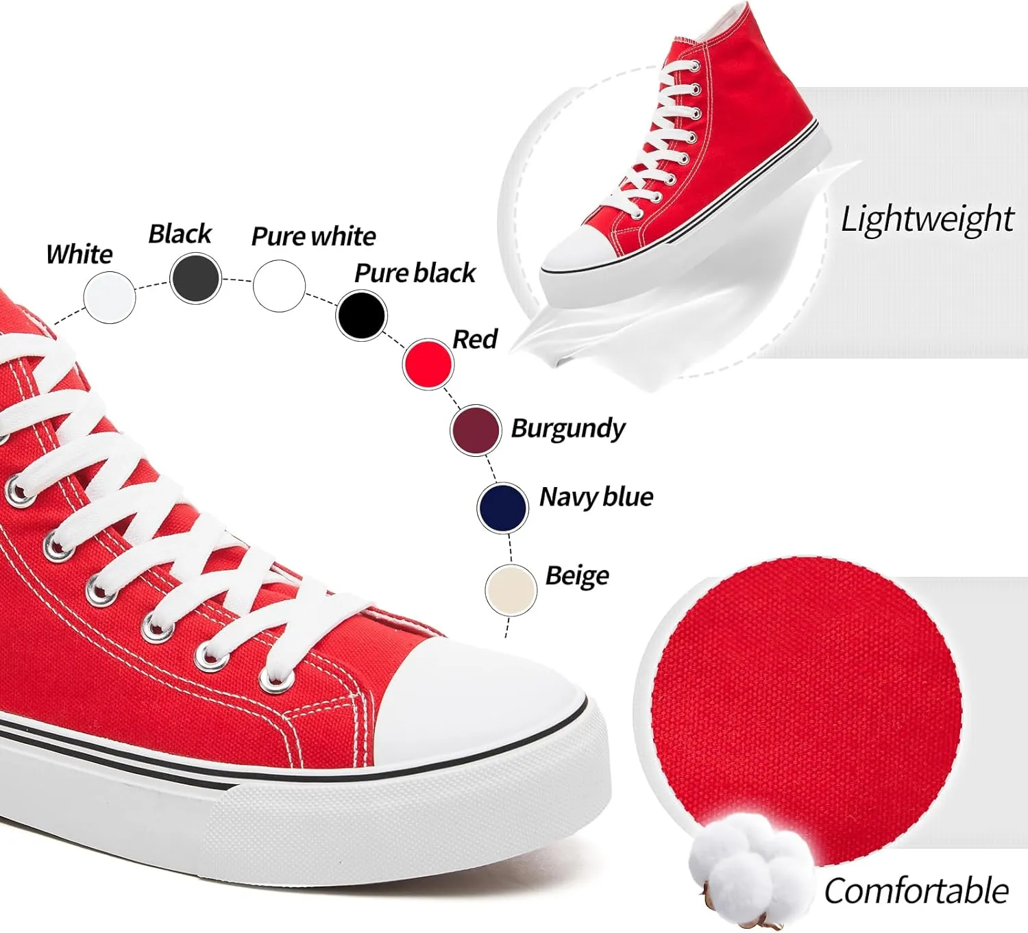 yageyan Men??s High Top Canvas Sneakers Fashion Lace up Walking Shoes Casual Classic